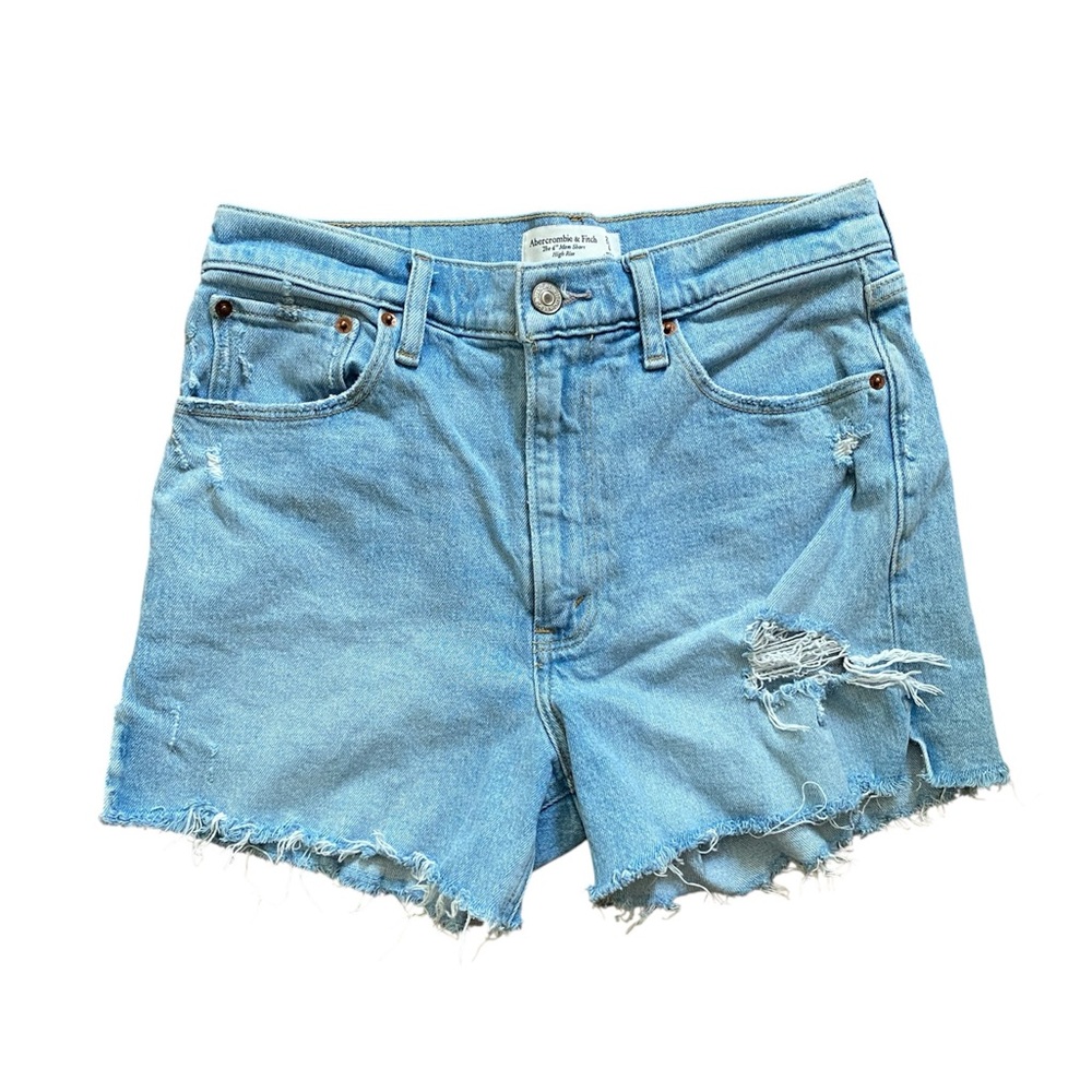 Abercrombie & Fitch The 4” Mom Short High Rise Size 28 Denim Distressed